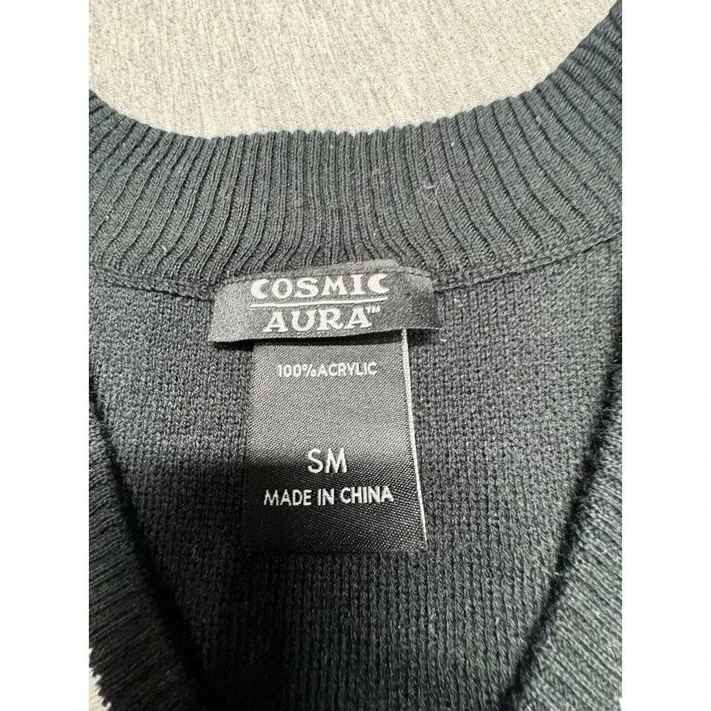 Cosmic Aura Women’s Skull‎ Black Sweater Small